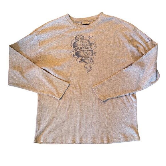 Vintage Reebok Denver Broncos Waffle Knit Thermal Shirt 2XL - Picture 1 of 6